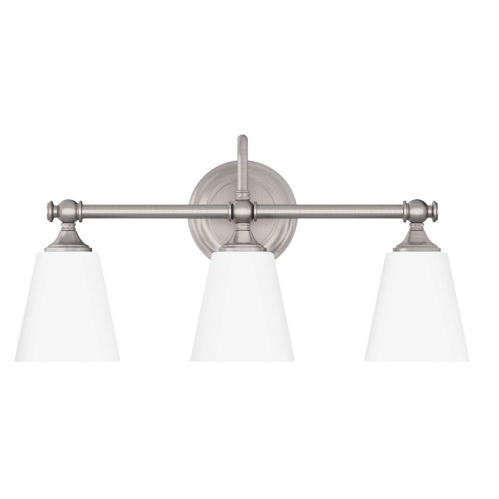 Signature Hardware Brushed Nickel 100W 3-Light Medium Vanity Fixture 
