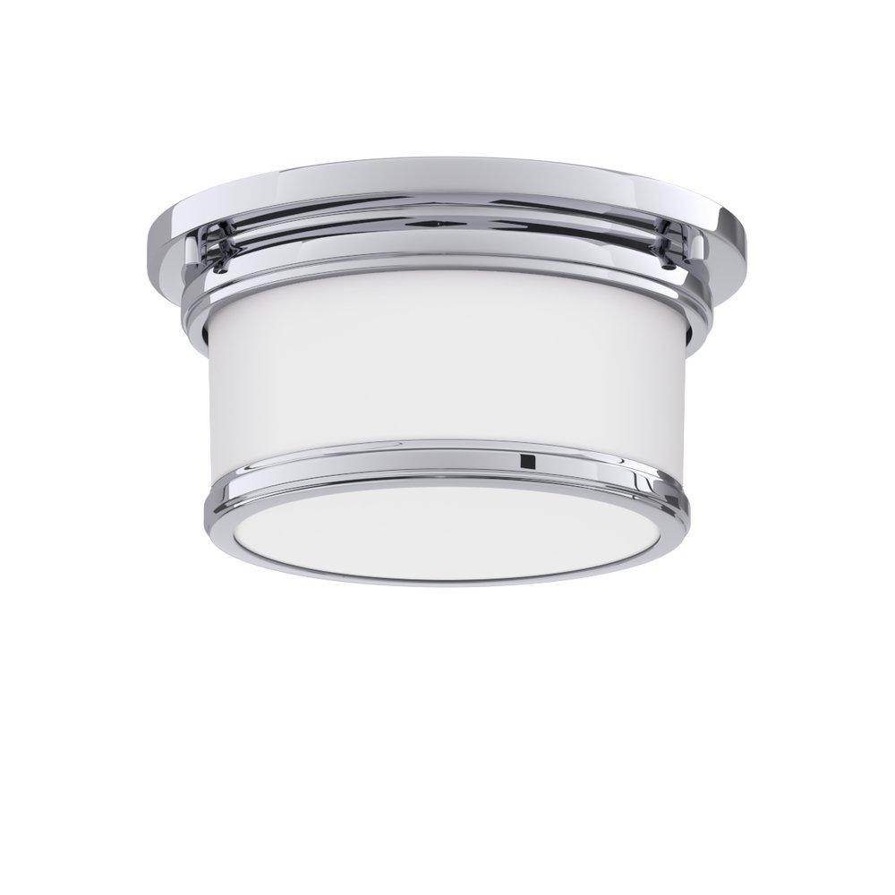 Signature Hardware Polished Chrome 5-3/8 x 9-1/2 in. 100W 1-Light Medium E-26 Flush Mount Ceiling Fixture 