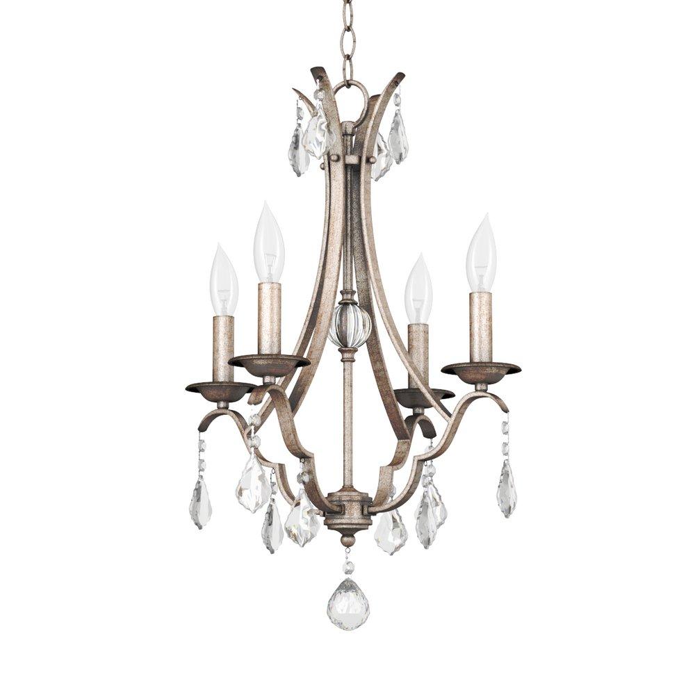 Signature Hardware Gilded Silver 60W 24 in. 4-Light Candelabra E-12 Chandlier 