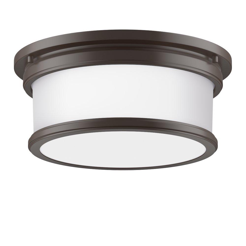 Signature Hardware Oil Rubbed Bronze 5-3/8 x 12-1/2 in. 75W 2-Light Medium E-26 Flush Mount Ceiling Fixture 