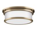 Signature Hardware Antique Brass 5-3/8 x 15-1/2 in. 75W 3-Light Medium E-26 Flush Mount Ceiling Fixture 