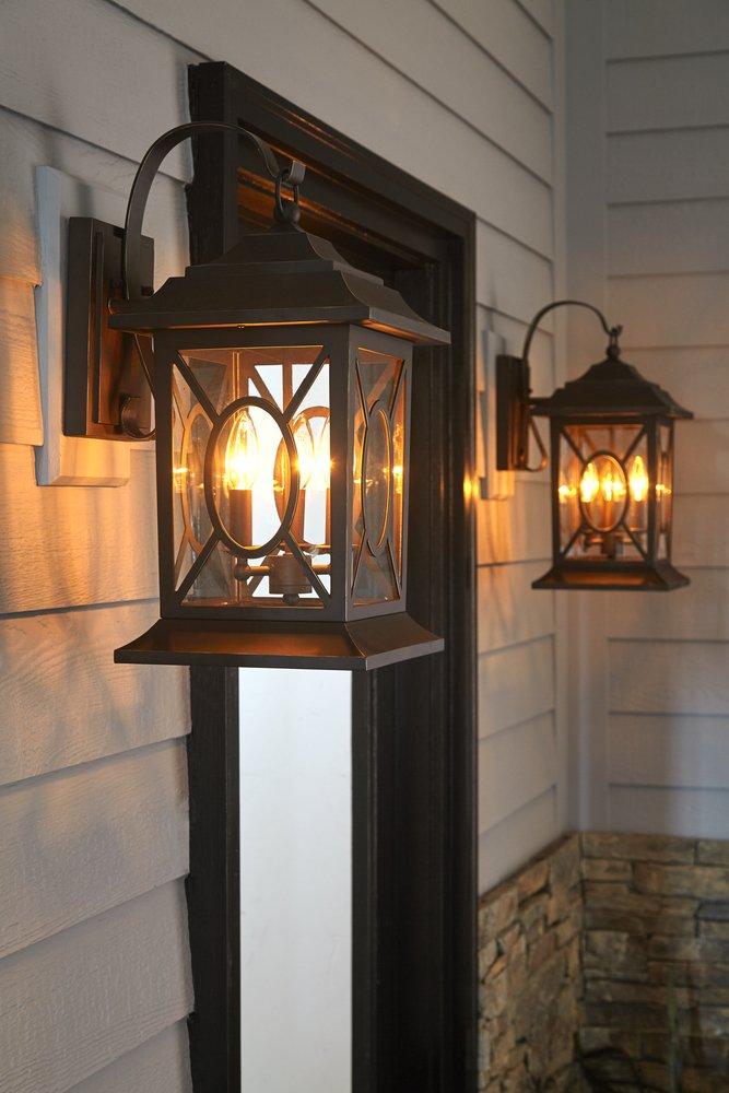 Signature Hardware Dark Bronze 60W 20-3/8 in. 3-Light Candelabra E-12 Wall Sconce 