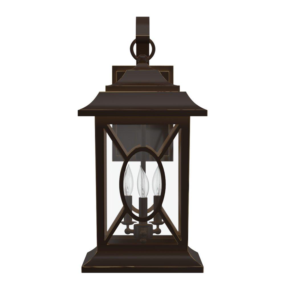 Signature Hardware Dark Bronze 60W 20-3/8 in. 3-Light Candelabra E-12 Wall Sconce 