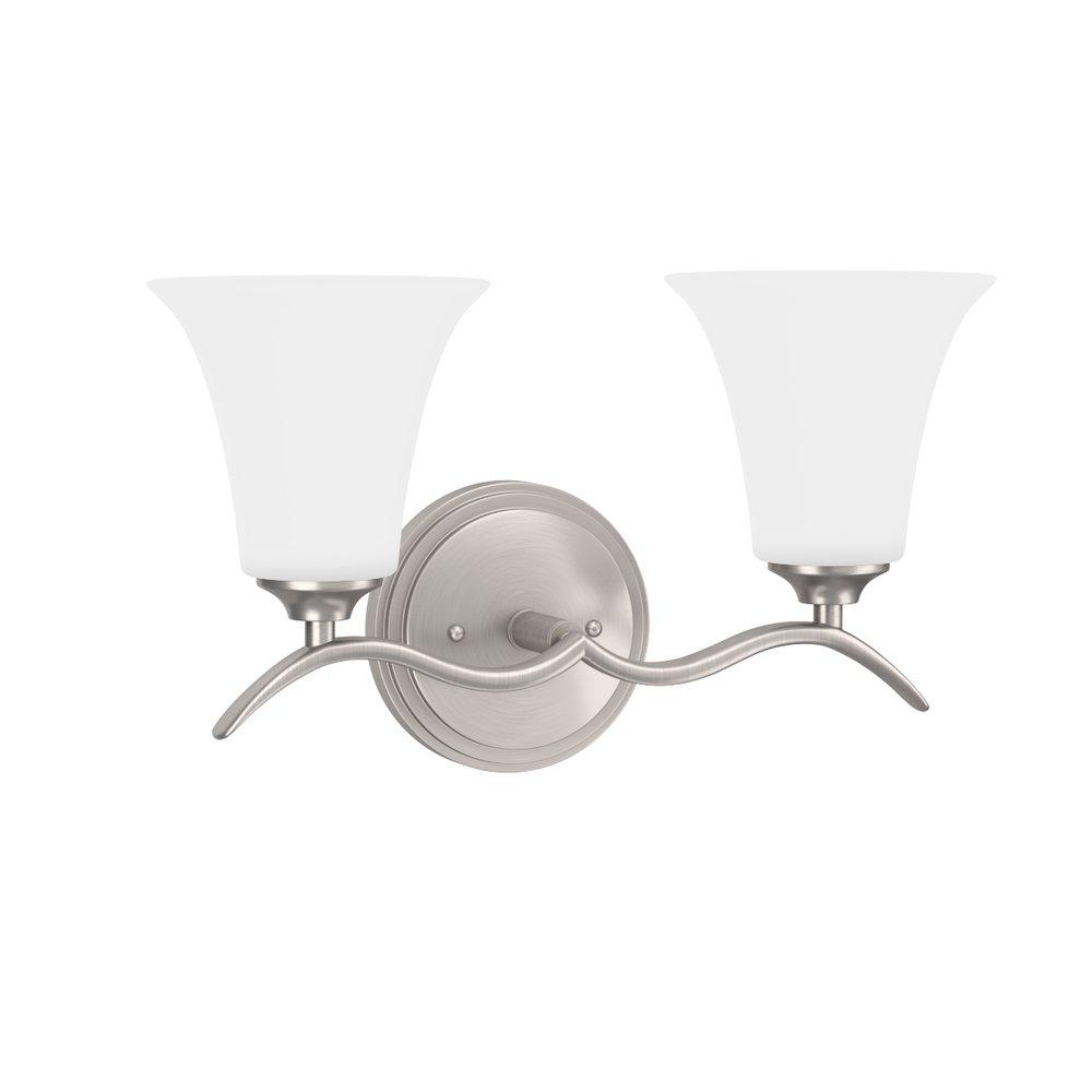 Signature Hardware Brushed Nickel 9-3/8 x 16 in. 100W 2-Light Medium E-26 Vanity Fixture 