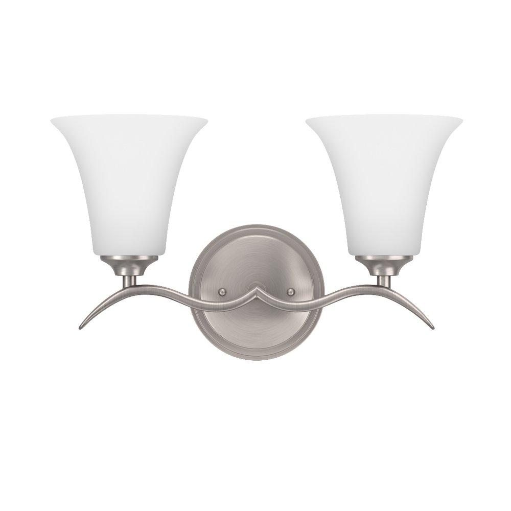Signature Hardware Brushed Nickel 9-3/8 x 16 in. 100W 2-Light Medium E-26 Vanity Fixture 