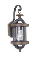 60W 1-Light Medium E-26 Base Wall Sconce in Textured Black with Whiskey Barrel