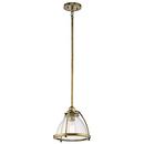 100W 1-Light Incandescent Pendant in Natural Brass