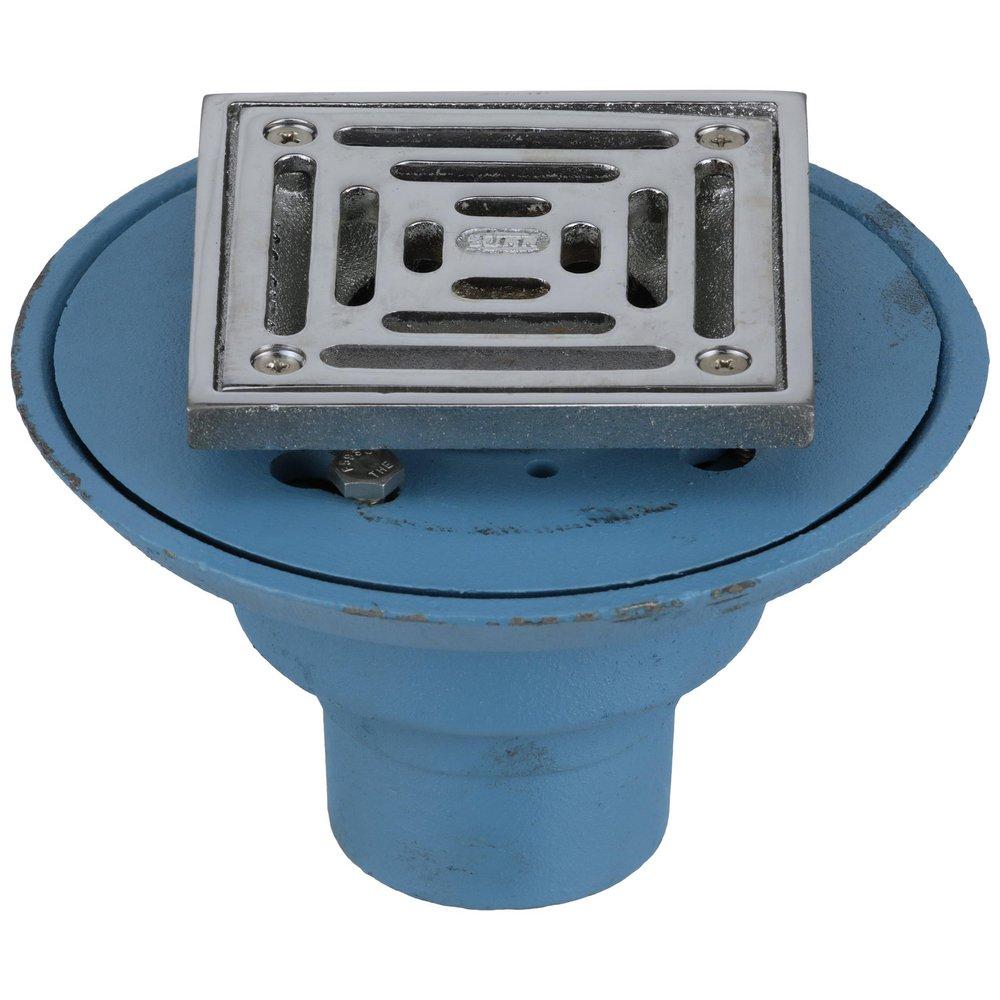 Zurn Cast Iron No-Hub Shower Drain with 4 in. Round Chrome Plated Strainer 