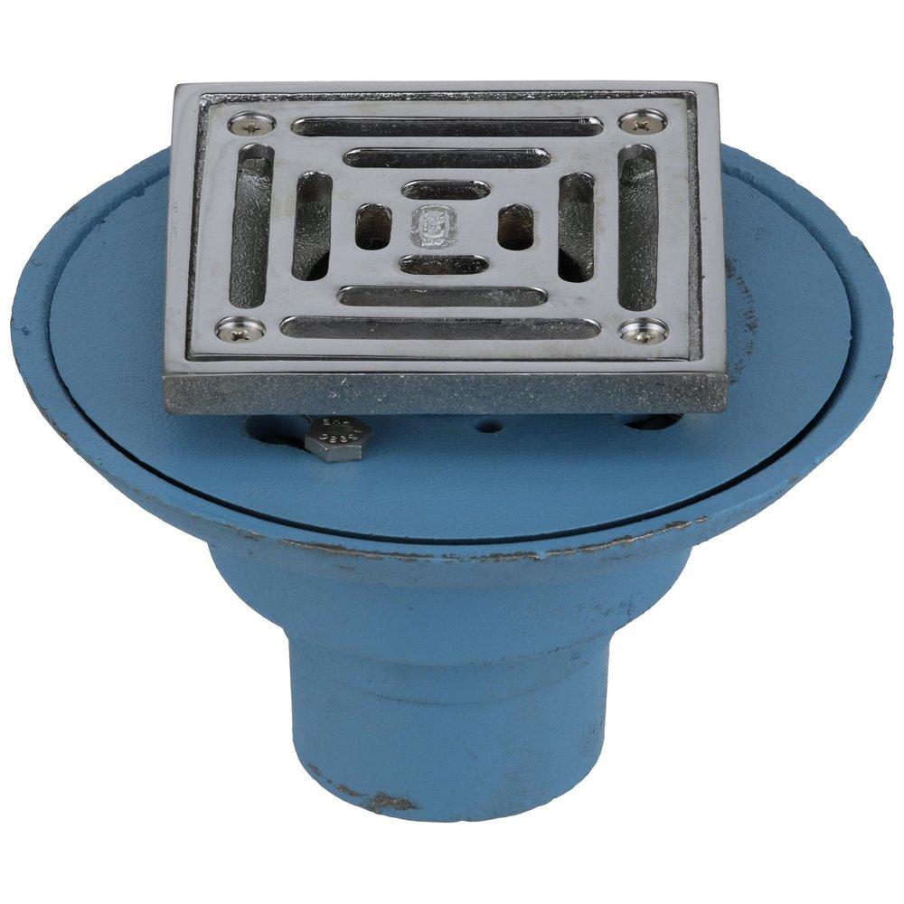 Zurn Cast Iron No-Hub Shower Drain with 4 in. Round Chrome Plated Strainer 