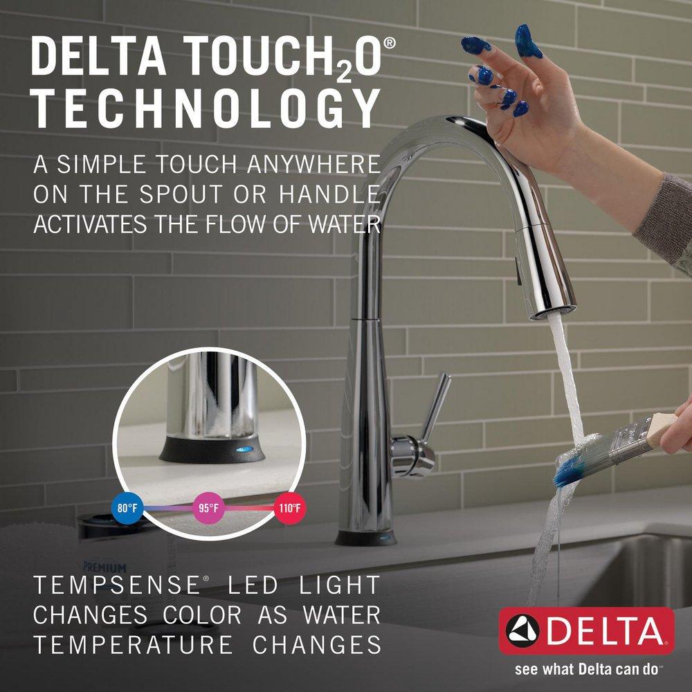 Delta Faucet Chrome Single Handle Pull Down Touch Activated Kitchen Faucet 