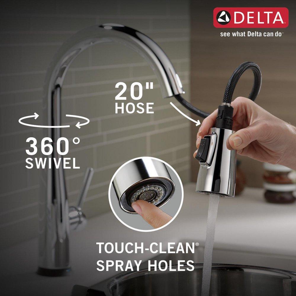 Delta Faucet Chrome Single Handle Pull Down Touch Activated Kitchen Faucet 