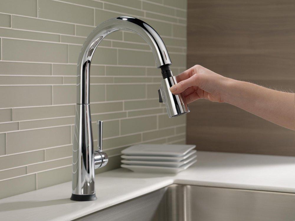 Delta Faucet Chrome Single Handle Pull Down Touch Activated Kitchen Faucet 