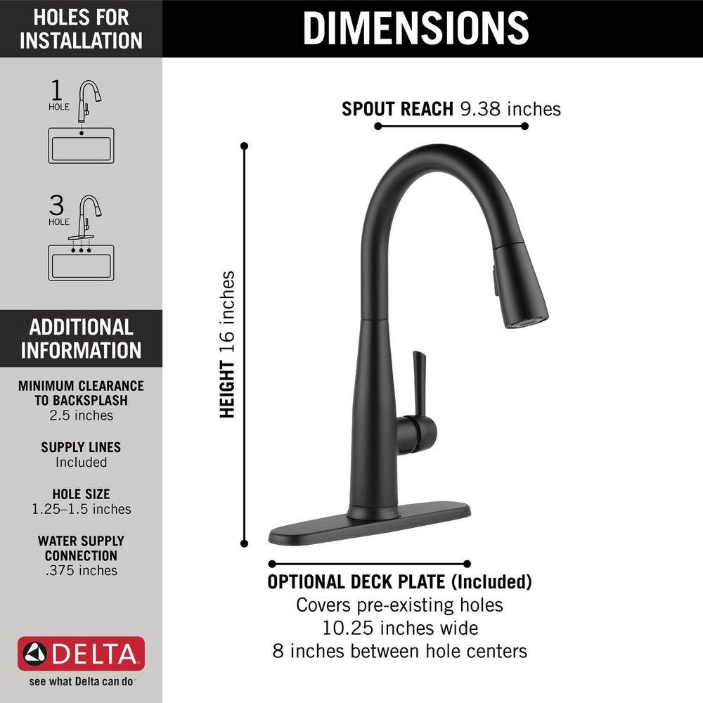 Delta Faucet Matte Black Single Handle Pull Down Touch Activated Kitchen Faucet 