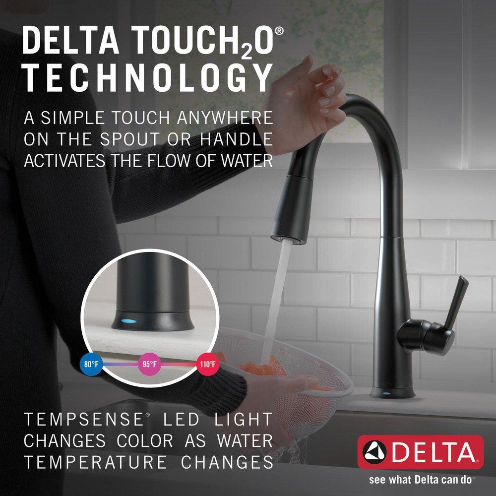 Delta Faucet Matte Black Single Handle Pull Down Touch Activated Kitchen Faucet 