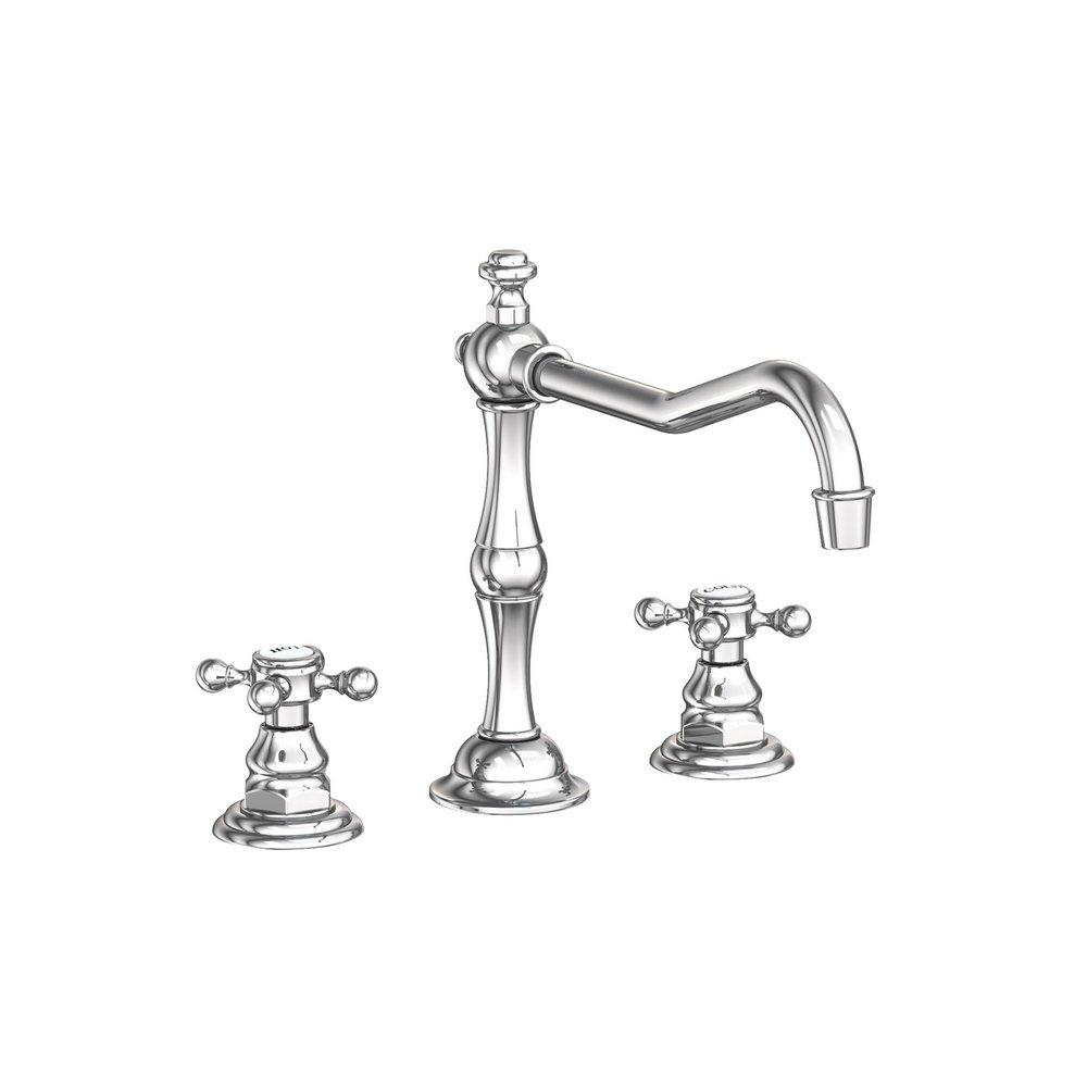 Newport Brass Polished Chrome 3-Hole Kitchen Faucet with Double Cross Handle 