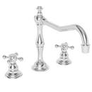 3-Hole Kitchen Faucet with Double Cross Handle in Polished Chrome