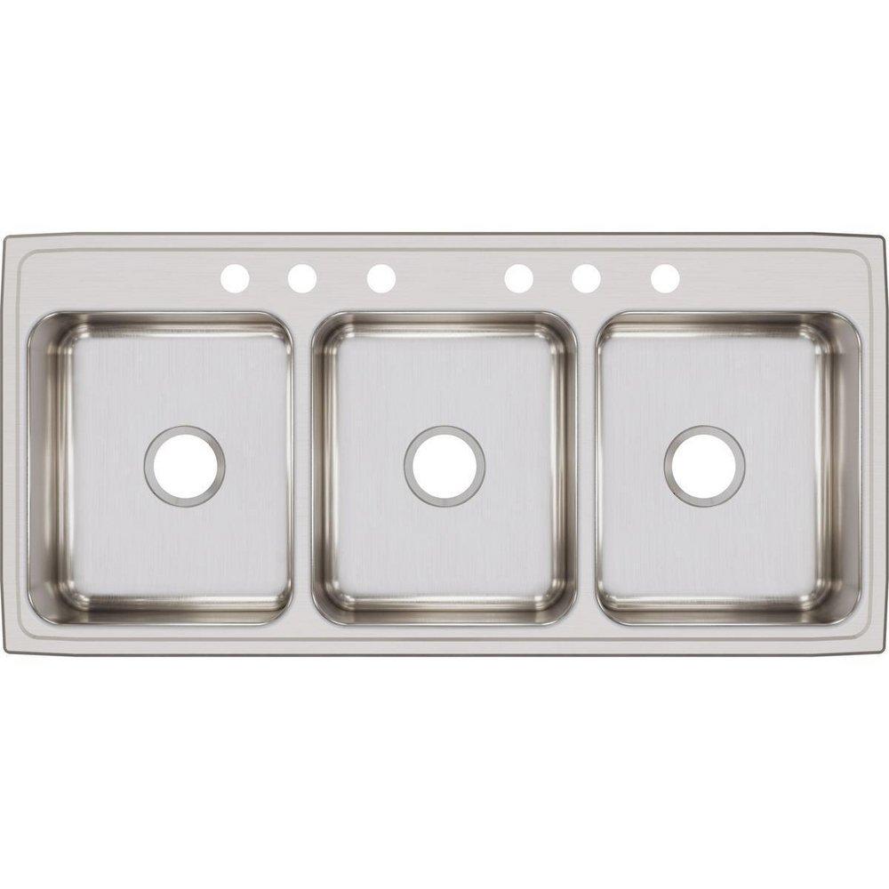 Elkay Lustrous Satin 46 x 22 in. Stainless Steel Triple Bowl Drop-in Kitchen Sink in Lustrous Satin 