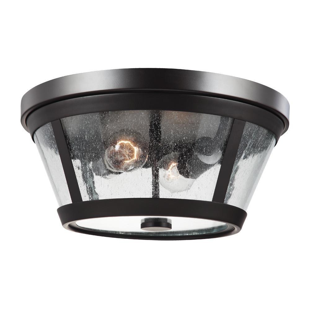 Feiss Oil Rubbed Bronze 2-Light 60W Flushmount Ceiling Fixture 