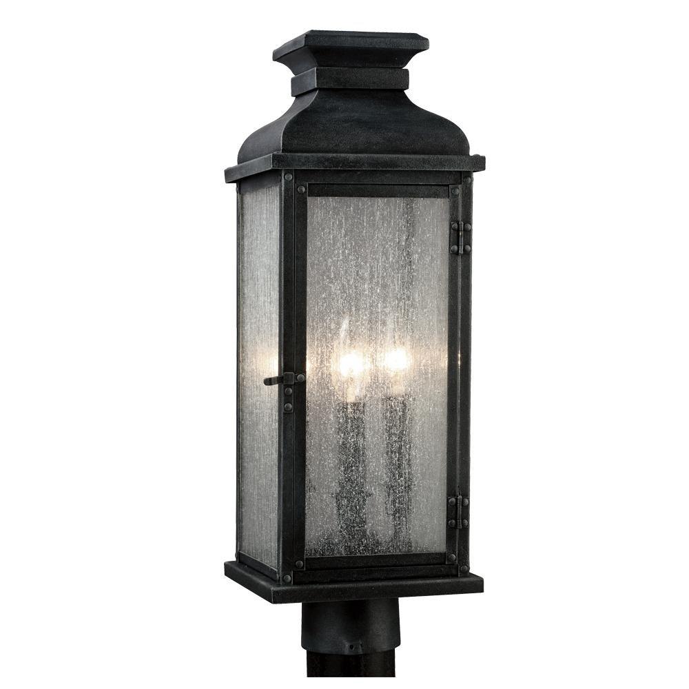 Visual Comfort & Co. Studio Dark Weathered Zinc 20-1/8 in. 60W 3-Light Outdoor Post Lamp 