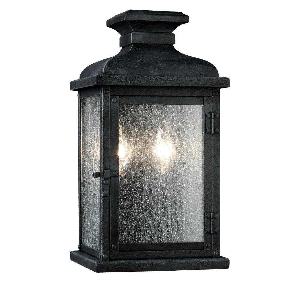 Visual Comfort & Co. Studio Dark Weathered Zinc 2-Light Wall Mount Lantern 