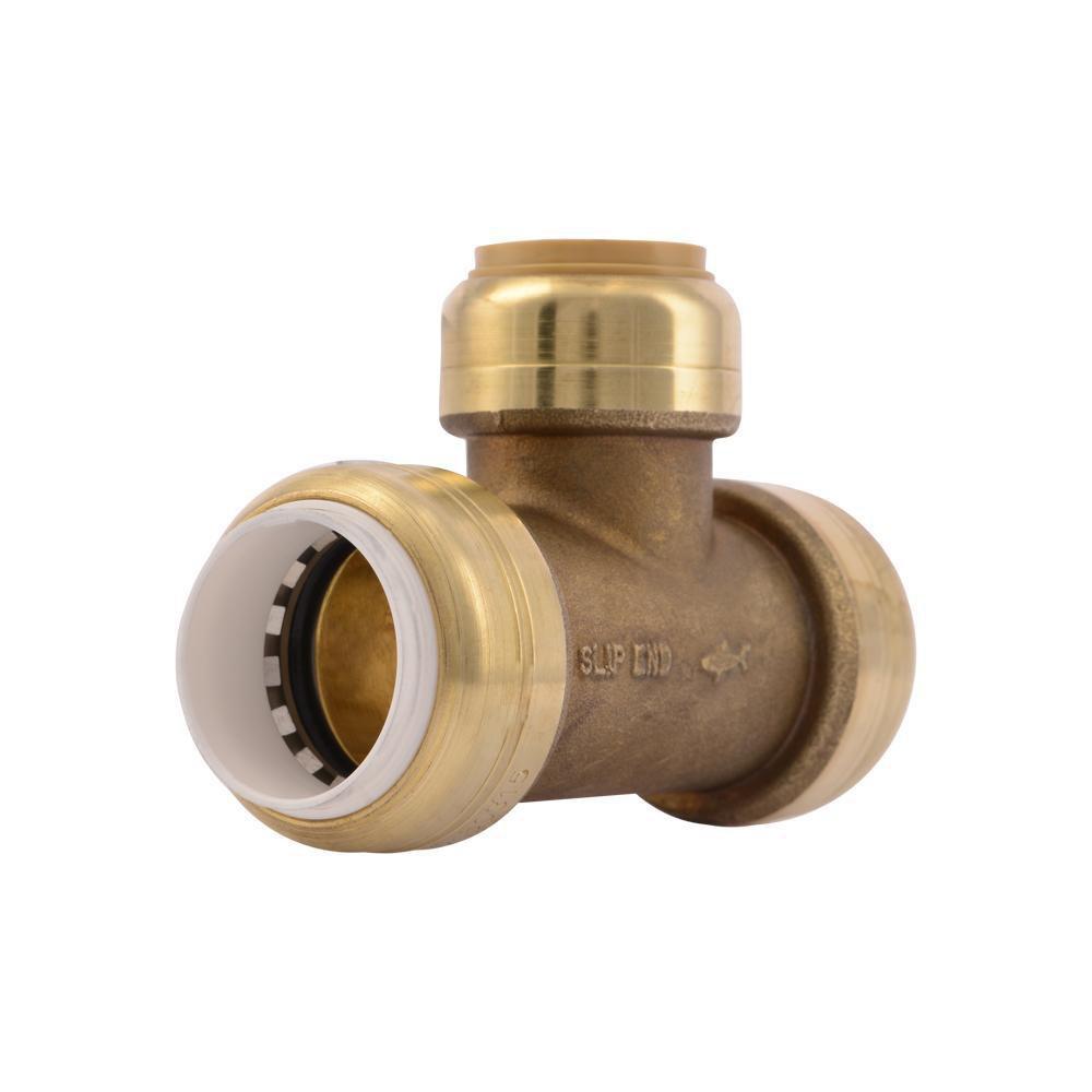 SharkBite&reg; Natural Brass Brass Straight Transition Slip Tee 