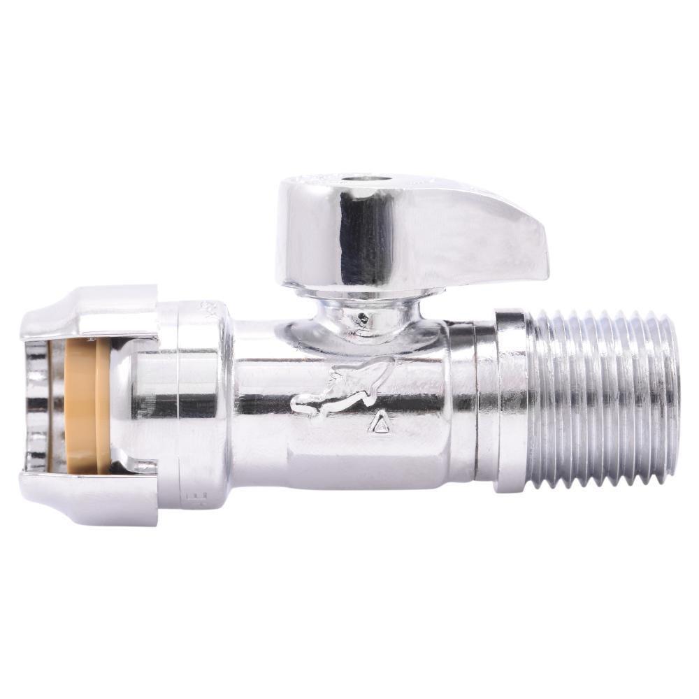 SharkBite&reg; Polished Chrome Push x Compression x Compression Lever Handle Angle Supply Stop Valve in Chrome Plated 