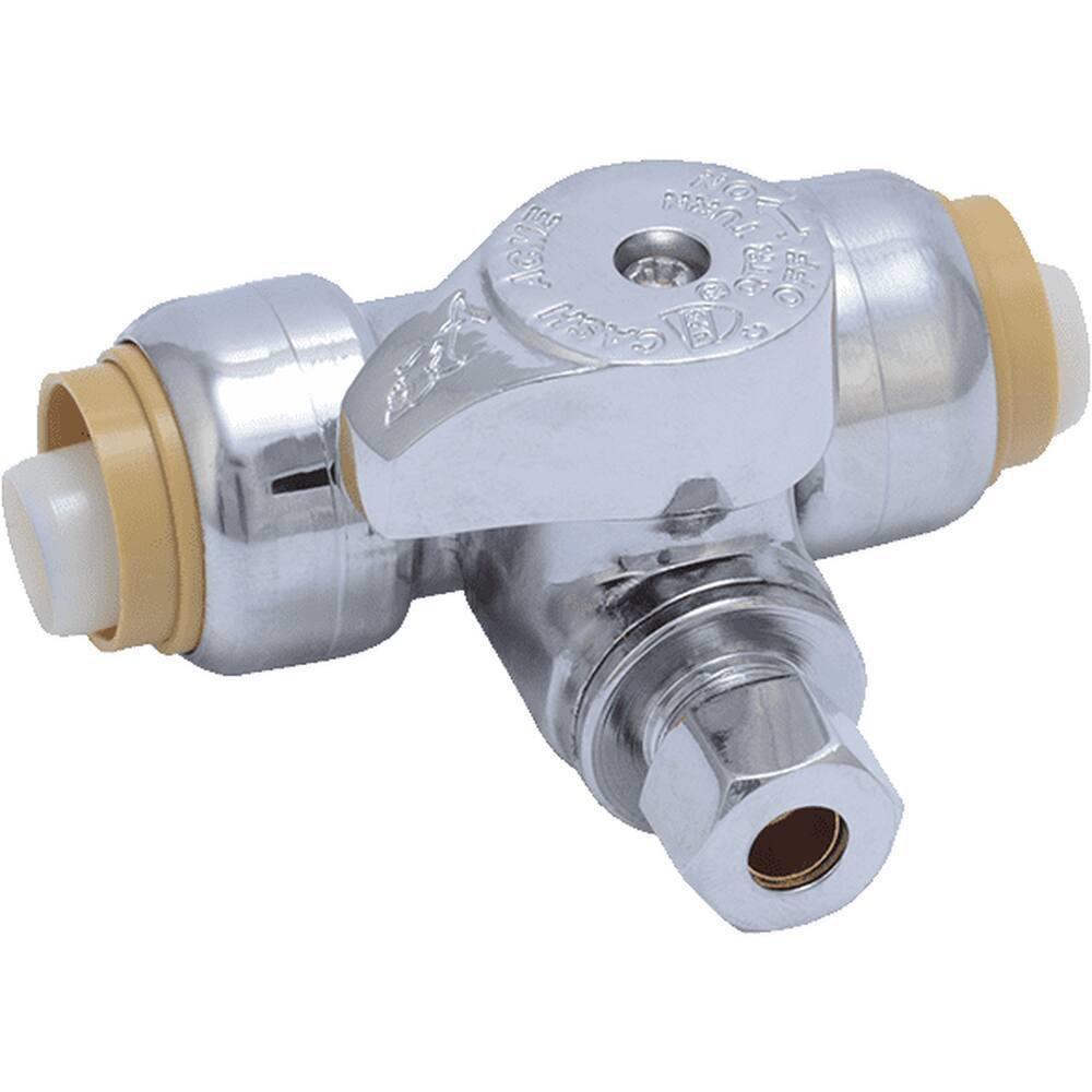 SharkBite&reg; Polished Chrome Push x Compression x Compression Lever Handle Angle Supply Stop Valve in Chrome Plated 
