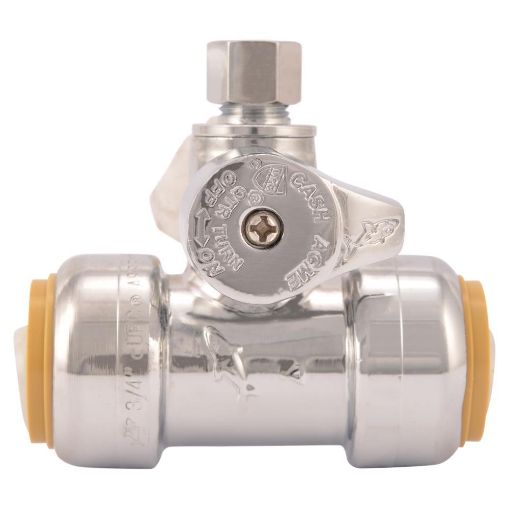 SharkBite&reg; Polished Chrome Push x Compression x Compression Lever Handle Angle Supply Stop Valve in Chrome Plated 