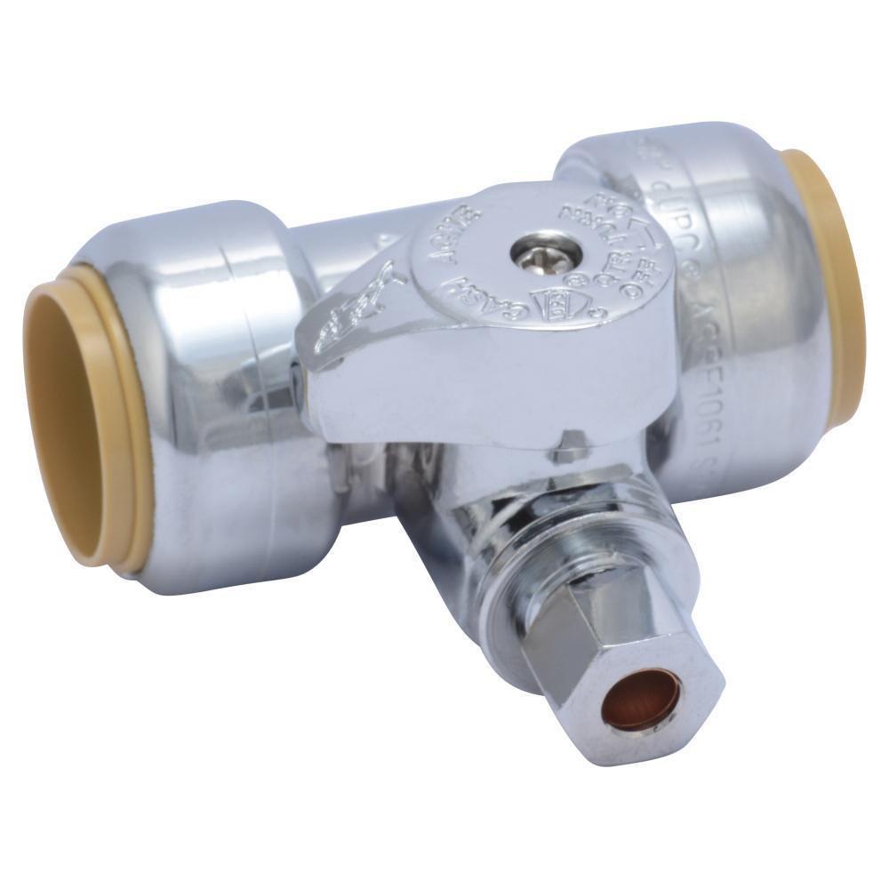 SharkBite&reg; Polished Chrome Push x Compression x Compression Lever Handle Angle Supply Stop Valve in Chrome Plated 