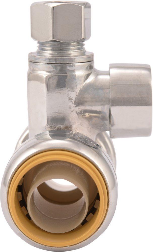 SharkBite&reg; Polished Chrome Lever Handle Straight Supply Stop Valve in Polished Chrome 