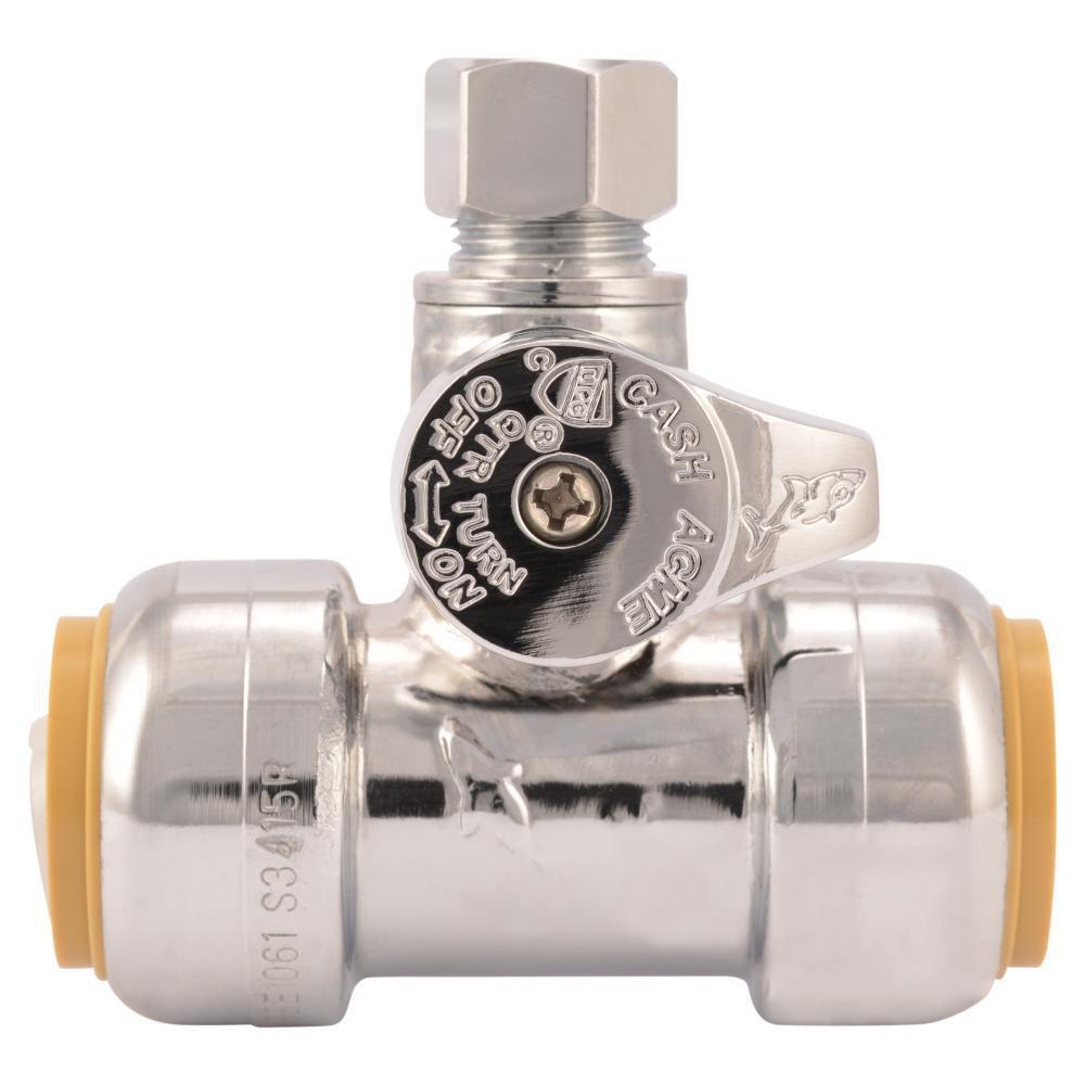 SharkBite&reg; Polished Chrome Lever Handle Straight Supply Stop Valve in Polished Chrome 