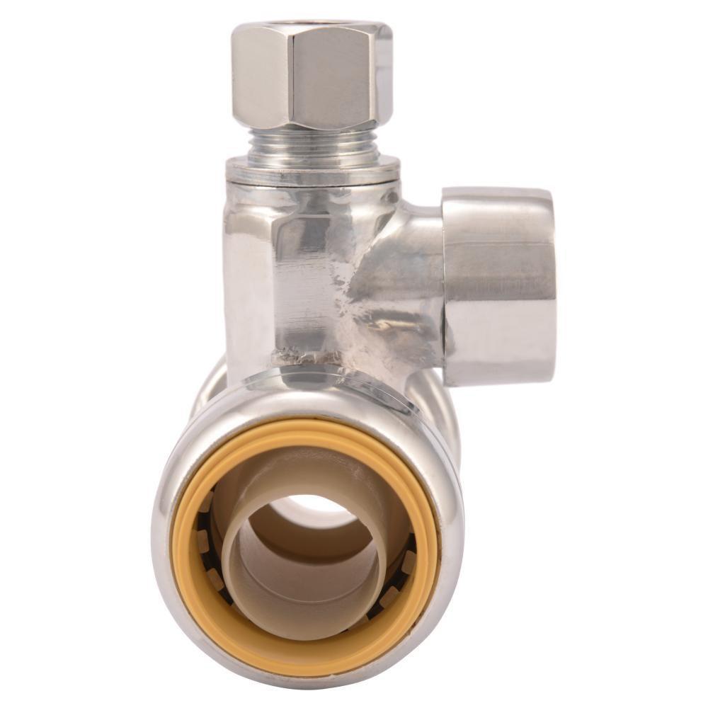 SharkBite&reg; Polished Chrome Lever Handle Straight Supply Stop Valve in Polished Chrome 