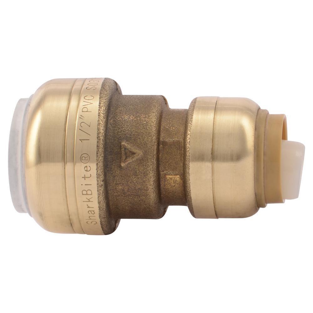 SharkBite&reg; Natural Brass CTS x PVC Transition Straight Coupling 