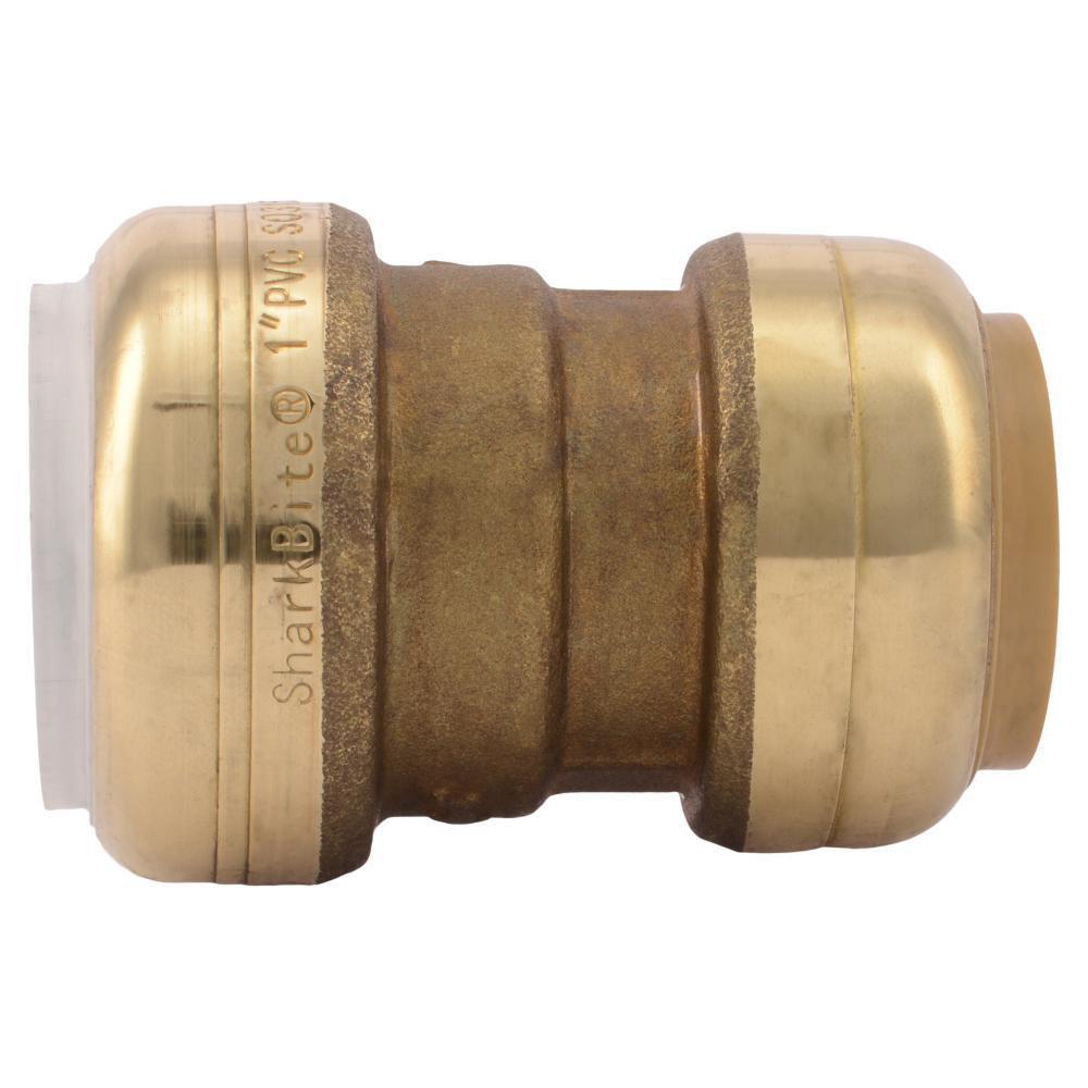 SharkBite&reg; Natural Brass CTS x PVC Transition Straight Coupling 