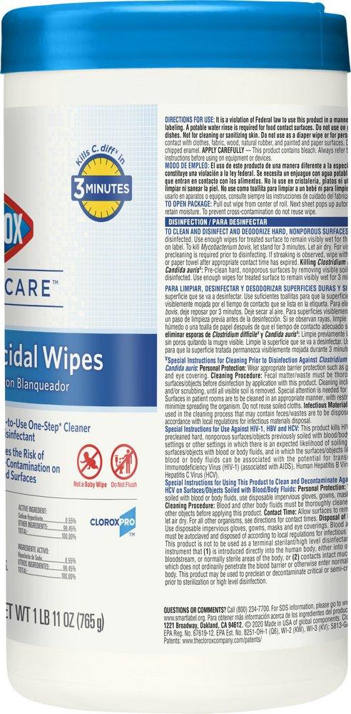 Clorox White Germicidal Wipe with Bleach 