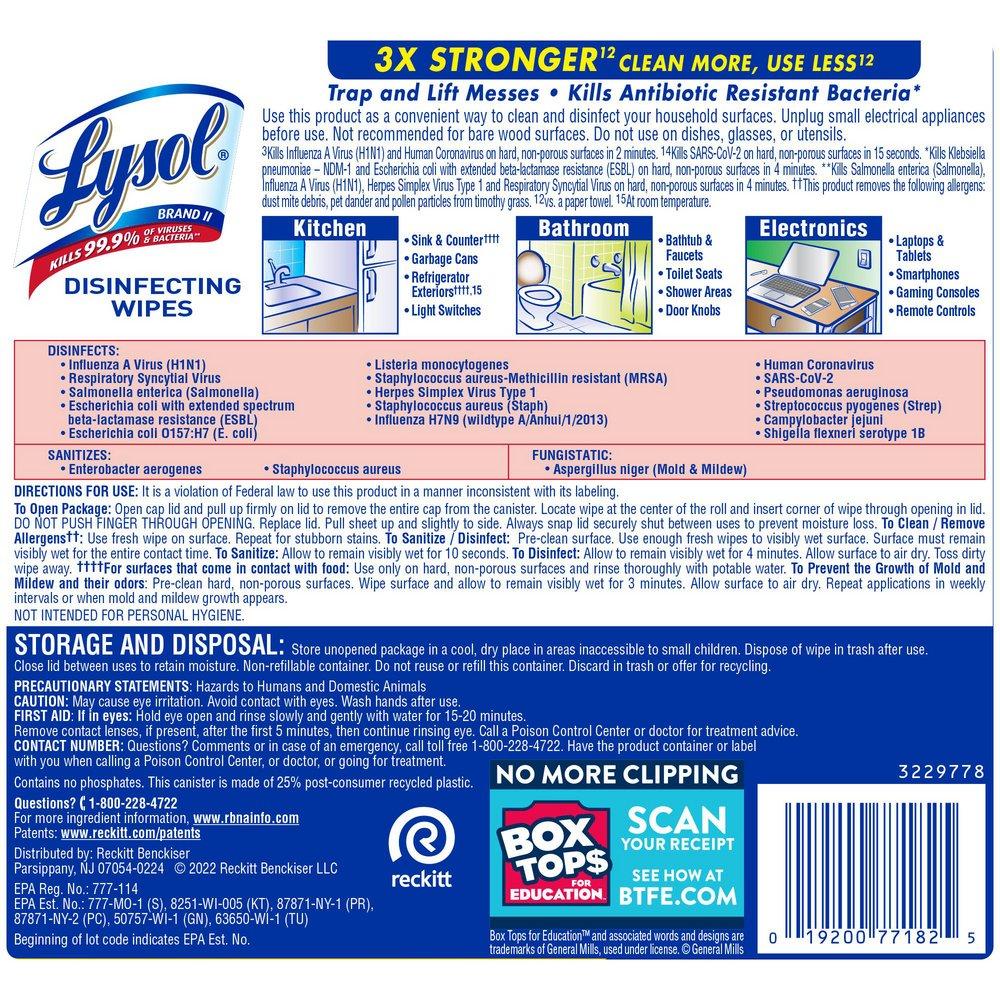 Lysol White Disinfecting Wipe 
