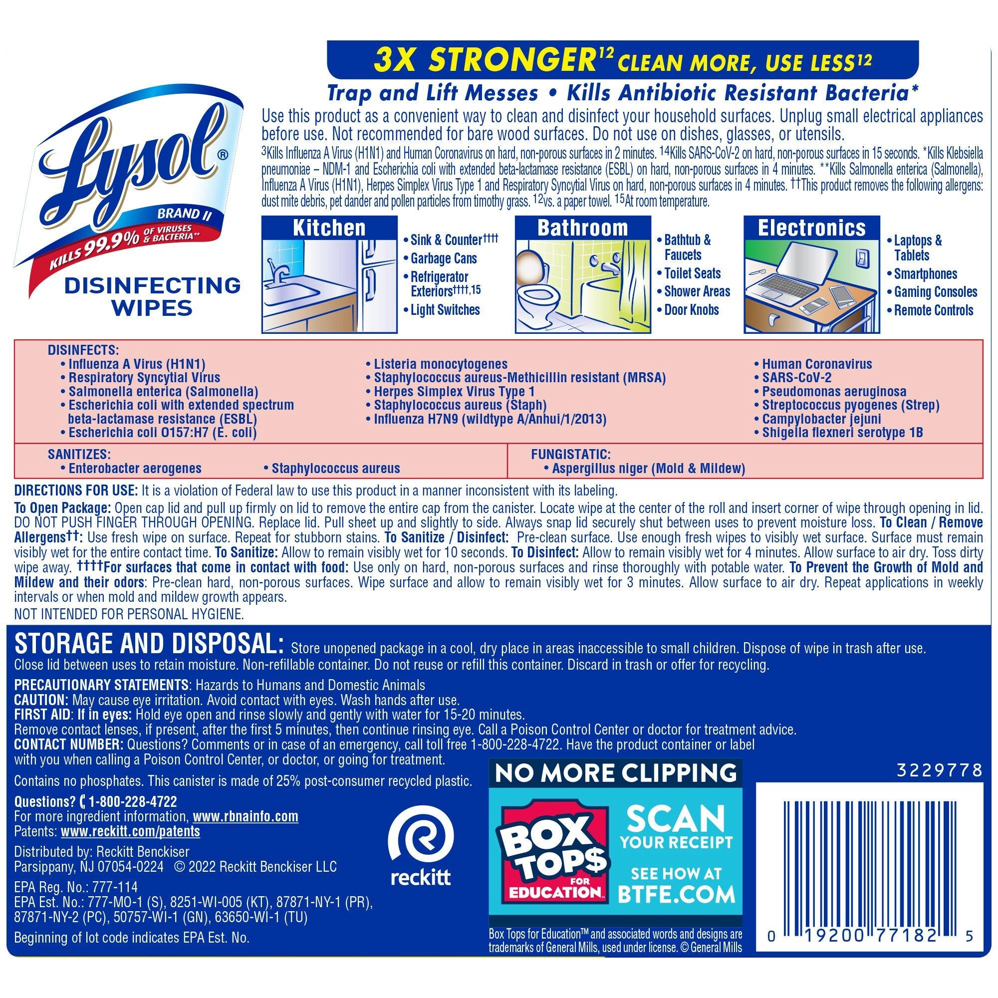 Lysol&reg; White Disinfectant Wipes (80 Sheets) 