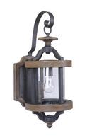 22-1/2 in. 60W 1-Light Outdoor Wall Sconce in Textured Black with Whiskey Barrel
