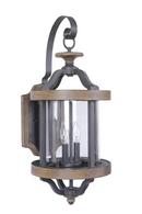 60W 2-Light Candelabra E-12 Incandescent Wall Mount Lantern in Textured Black with Whiskey Barrel