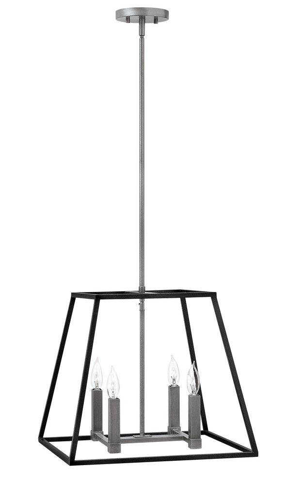Hinkley Aged Zinc 16-3/10 in. 4-Light Candelabra E-12 Base Pendant 