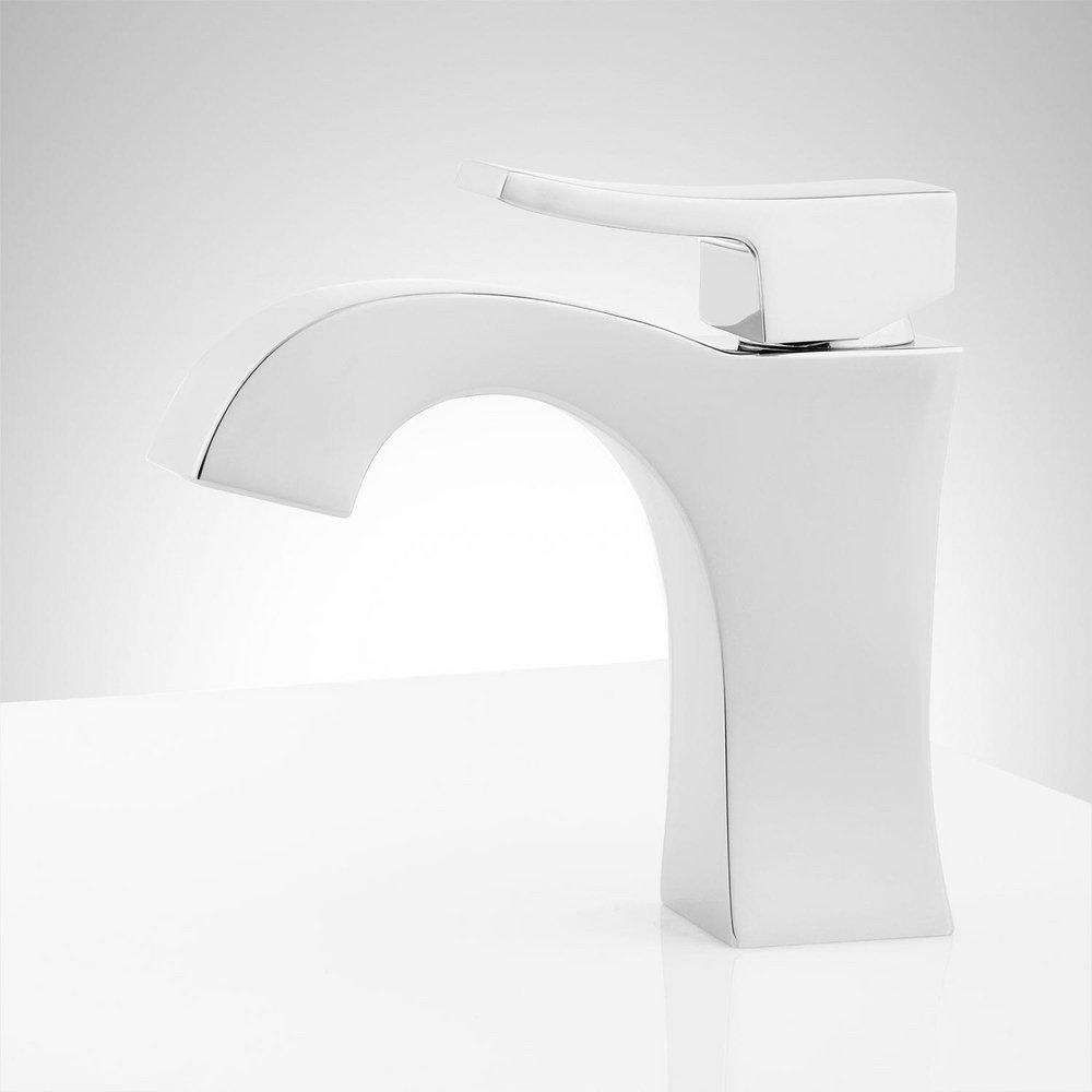 Signature Hardware Polished Chrome Single Handle Monoblock Bathroom Sink Faucet 