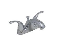 Two Handle Centerset Bathroom Sink Faucet with Drain Assembly in Polished Chrome