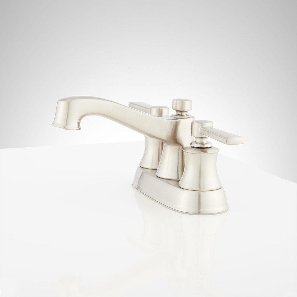 Signature Hardware Brushed Nickel Two Handle Centerset Bathroom Sink Faucet 