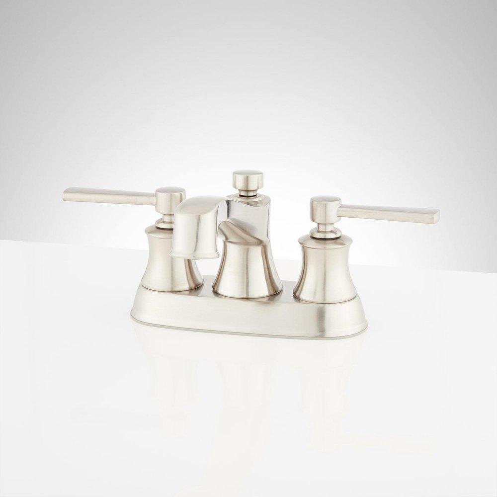 Signature Hardware Brushed Nickel Two Handle Centerset Bathroom Sink Faucet 