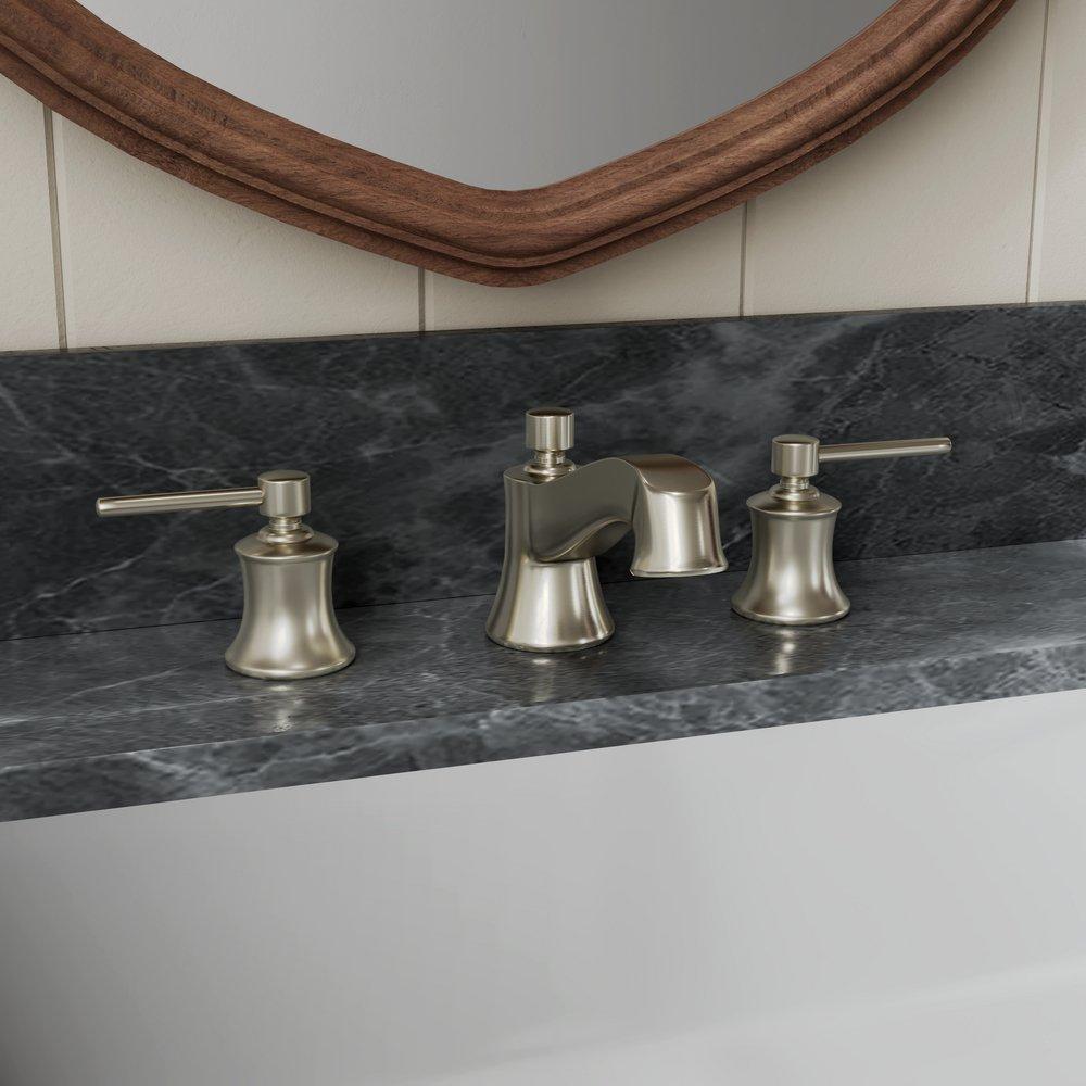 Signature Hardware Polished Nickel Two Handle Widespread Bathroom Sink Faucet with Pop-Up Drain Assembly 