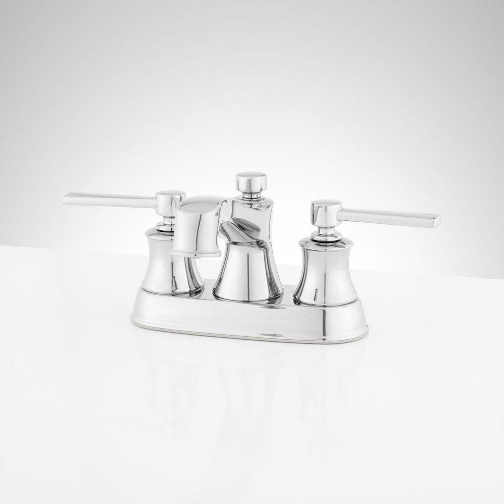 Signature Hardware Polished Chrome Two Handle Centerset Bathroom Sink Faucet 