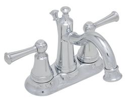 Two Handle Centerset Bathroom Sink Faucet with Drain Assembly in Polished Chrome