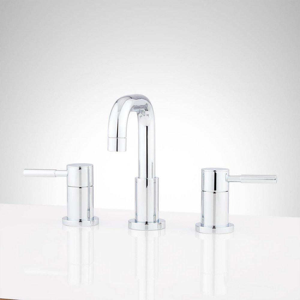 Signature Hardware Polished Chrome Two Handle Widespread Bathroom Sink Faucet with Pop-Up Drain Assembly 