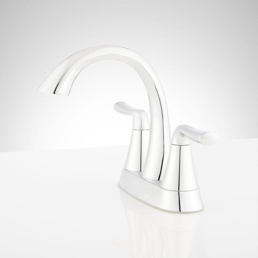 Signature Hardware Polished Chrome Two Handle Centerset Bathroom Sink Faucet with Pop-Up Drain Assembly 