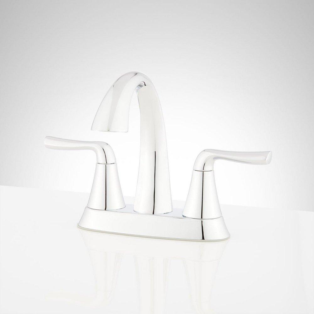 Signature Hardware Polished Chrome Two Handle Centerset Bathroom Sink Faucet with Pop-Up Drain Assembly 